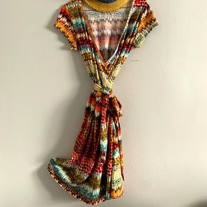 Multi-colored Wrap Dress